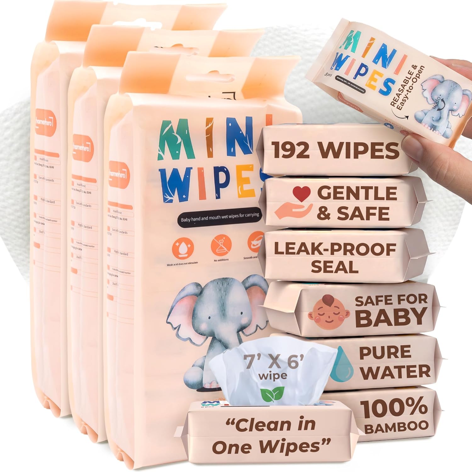 Baby Products - 24 Pack Travel Baby Wipes, 192
