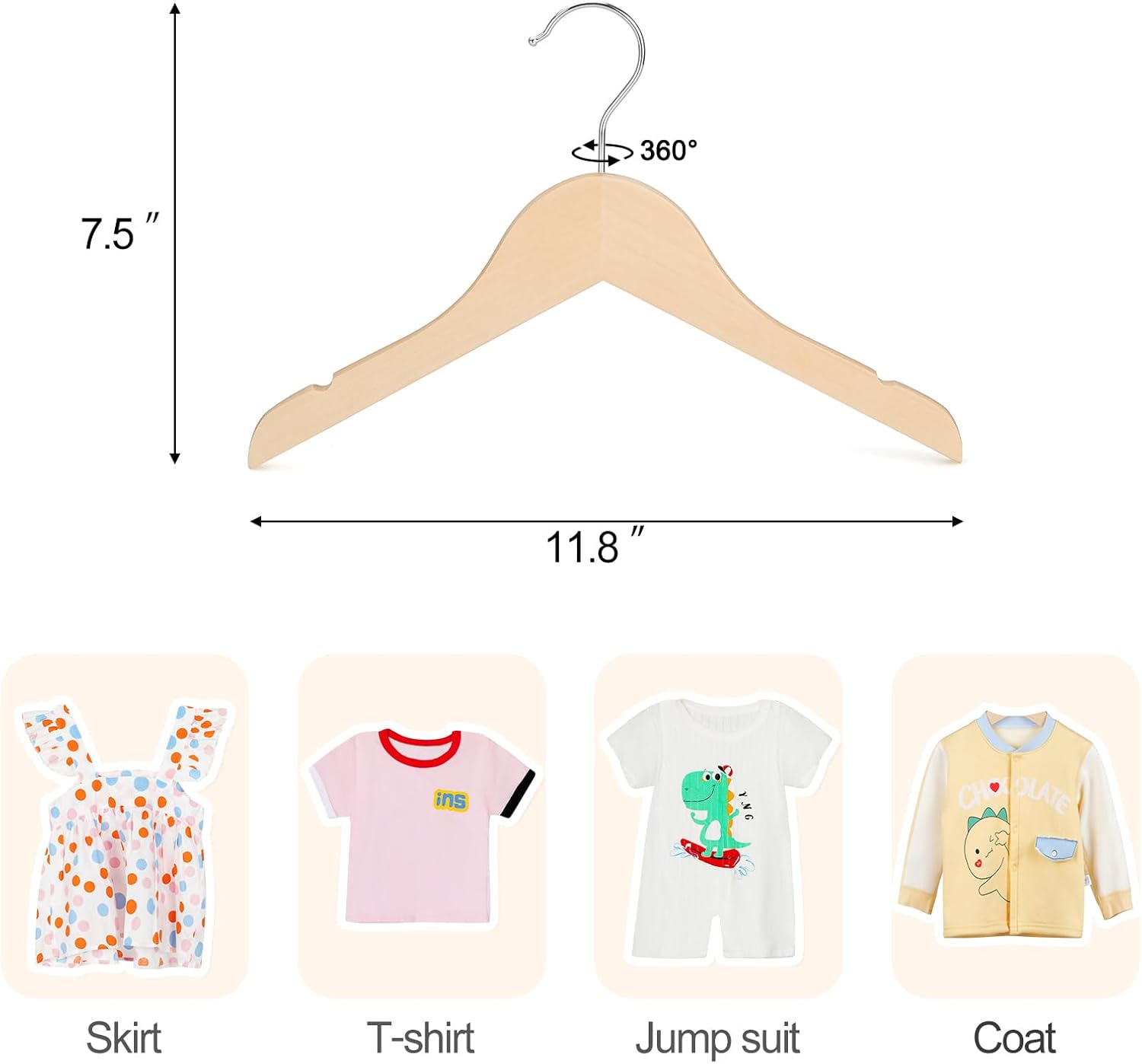Natural Wood Kids Hangers with - Baby Products บทวิจารณ์และราคา